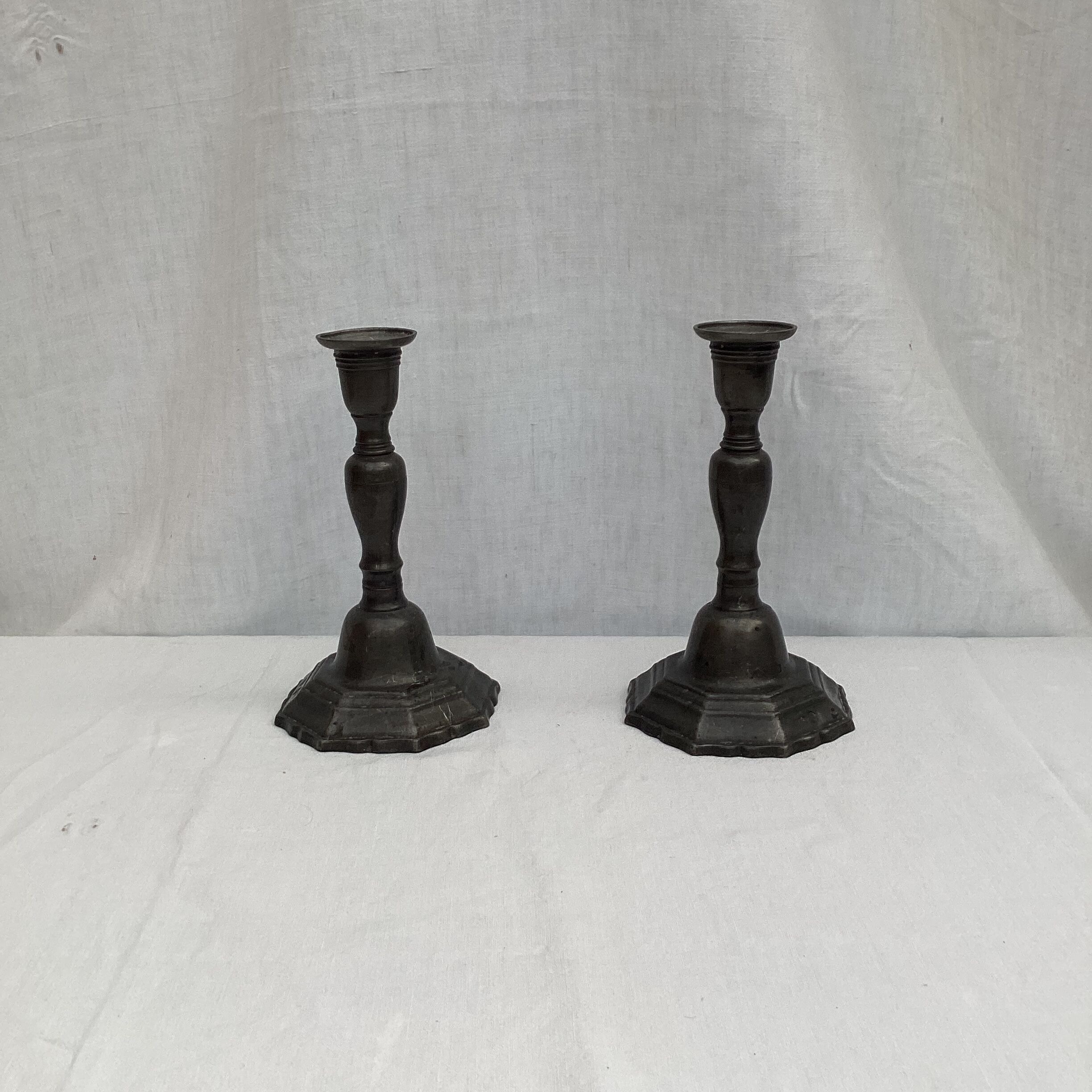 Pair of vintage stamped brass candlesticks