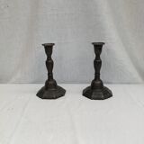 Pair of vintage stamped brass candlesticks