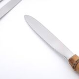 Six stainless steel knives with bamboo handles
