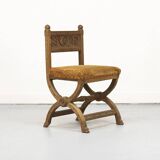 Antique Oak Chair with Gothic and Religious Carvings