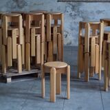 Set of 20 lacquered beech stools 1960