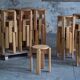 Lot de 20 tabourets en hêtre laqué 1960