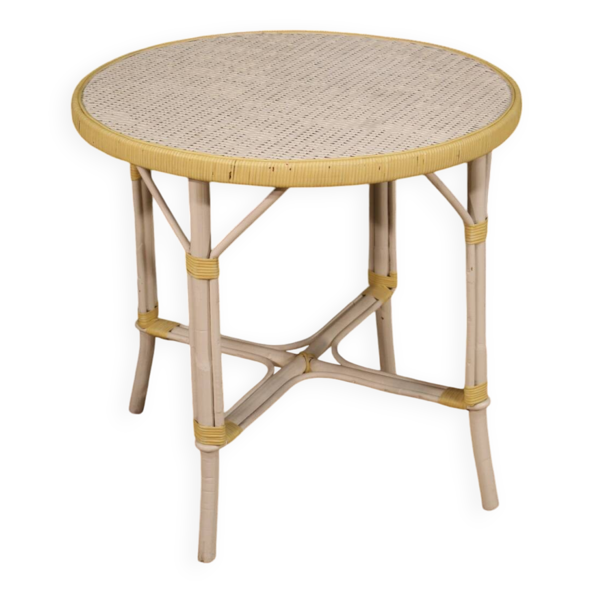 Table basse de jardin en osier, années 80