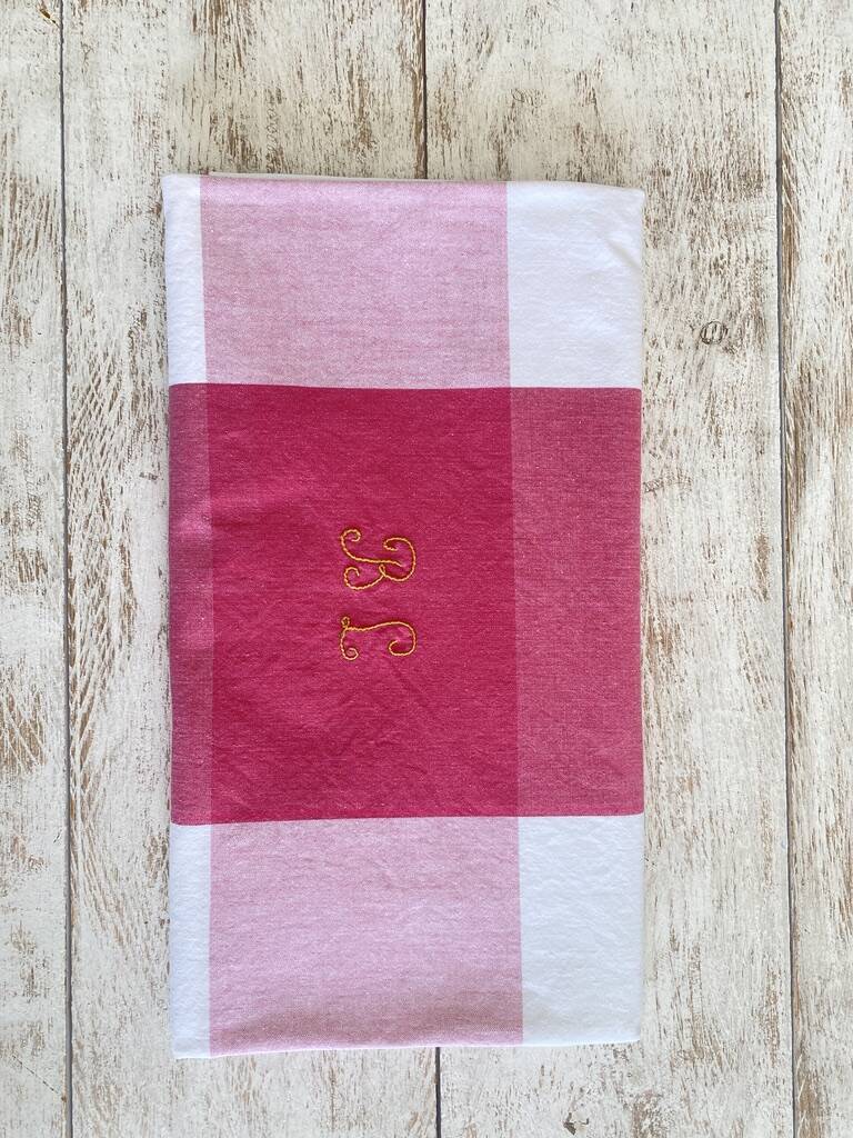 BL monogrammed square tablecloth in tangy colors - 150x135 cm - cotton