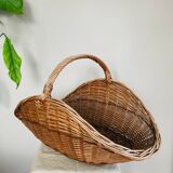 Wicker rattan log basket from the 1970s/80s