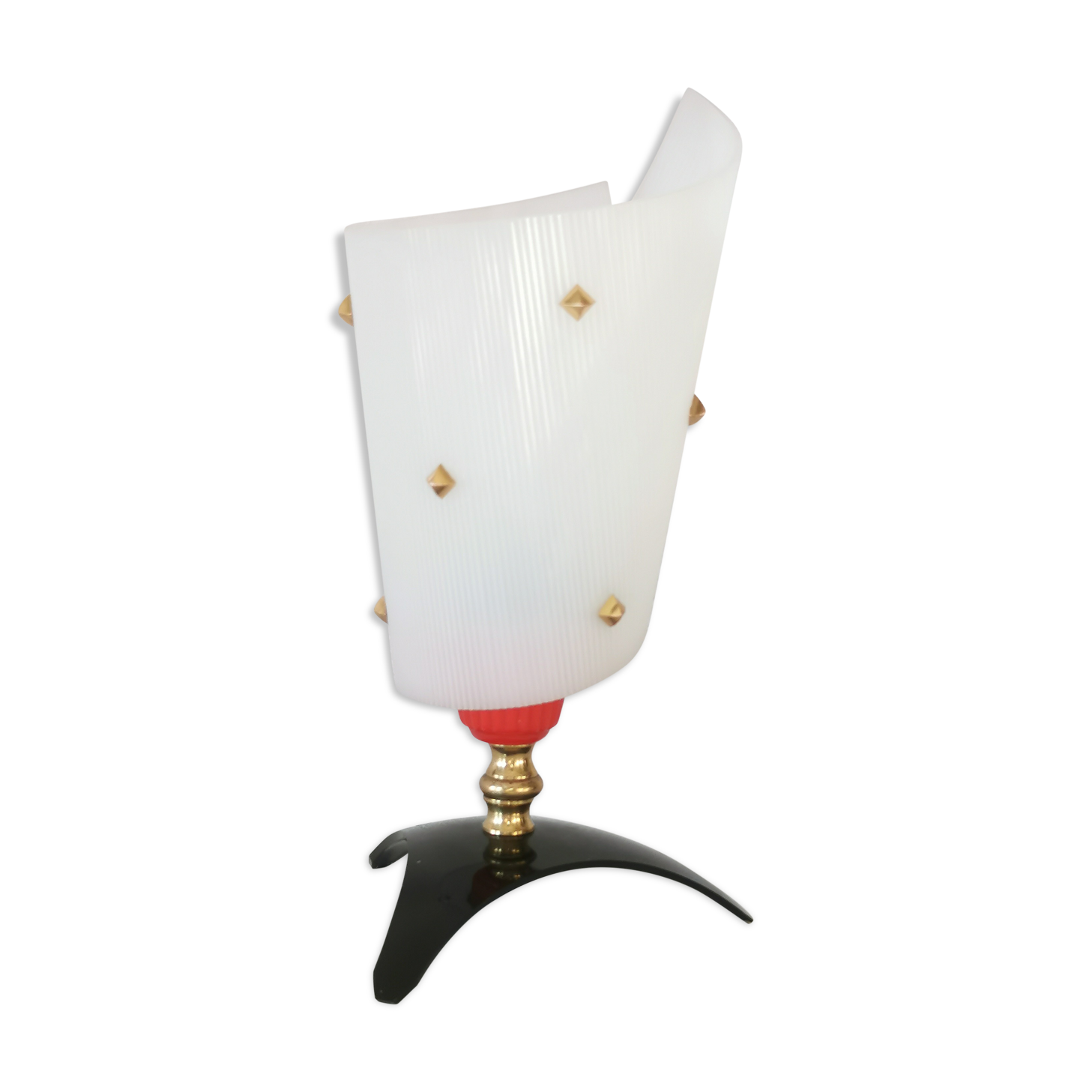 Rockabilly side lamp, perspex and brass, Pierre Guariche style, 1950