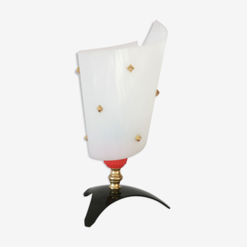 Rockabilly side lamp, perspex and brass, Pierre Guariche style, 1950