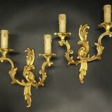 Pair of Louis XV style wall lights from Lucien GAU - gilded bronze
