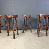 Vintage tree trunk bar stools, 1970s - set of 5