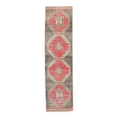 Tapis de couloir vintage à motif tribal rouge et marron, 3 x 10 po, 78 x 305 cm