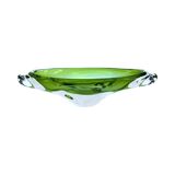 Green glass bowl, designed by J. Broz, Skrdlovice, Czechoslovakia, 1960s.
