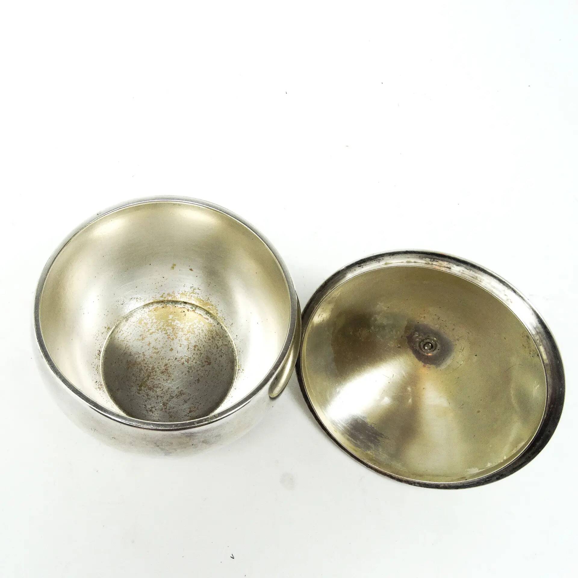 Art Deco sugar bowl, silver-plated brass, WMF, Poland, 1930s