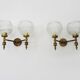 Paire d'appliques murales vintage en laiton et globe en verre années 50