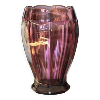 Vase art déco verre de bohème taillé main