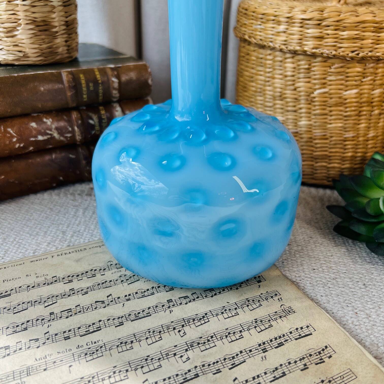 Blue opaline soliflore vase
