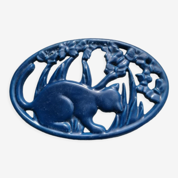 Trifle enamelled cast iron invicta blue cat