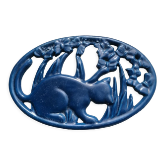 Trifle enamelled cast iron invicta blue cat