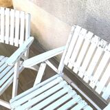 Pair of vintage wooden garden armchairs by r.gleizes