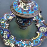 Bronze inkwell, cloisonné enamels, Napoleon III era