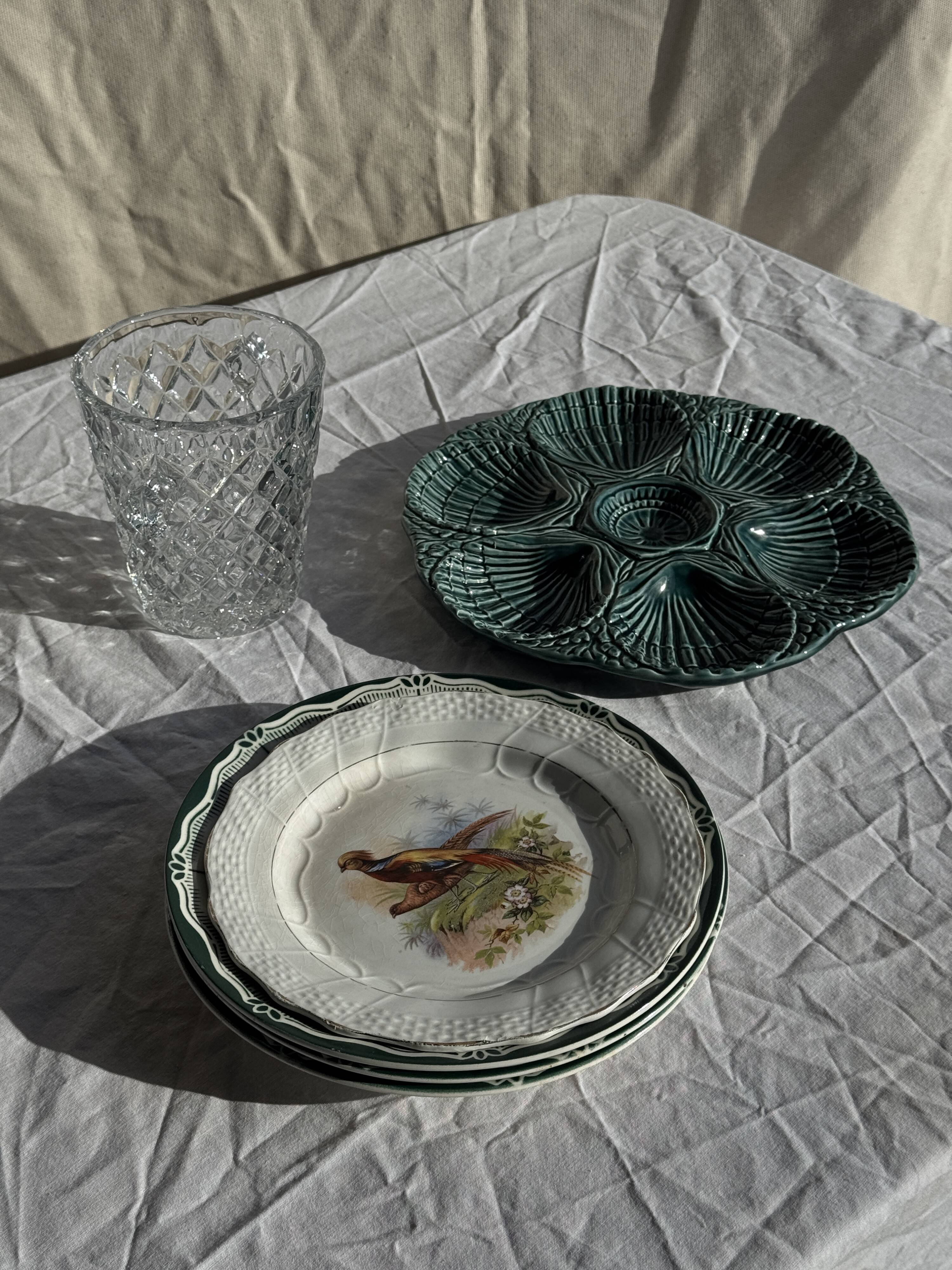 Plat à compartiment coquillages turquoise D28