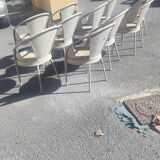 Series of 10 garden chairs made of steel garden patina