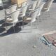 Series of 10 garden chairs made of steel garden patina