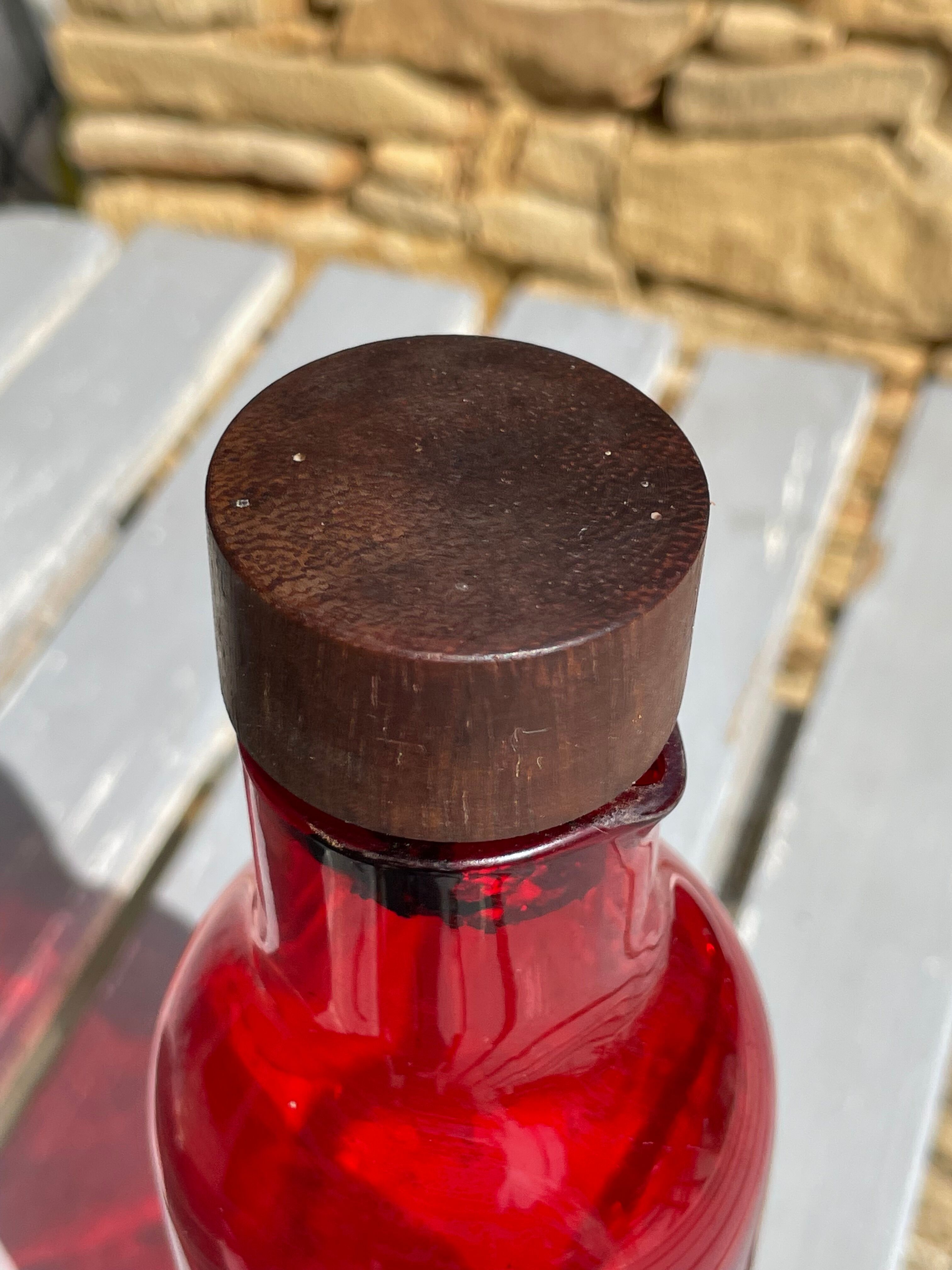Red glass bouteill