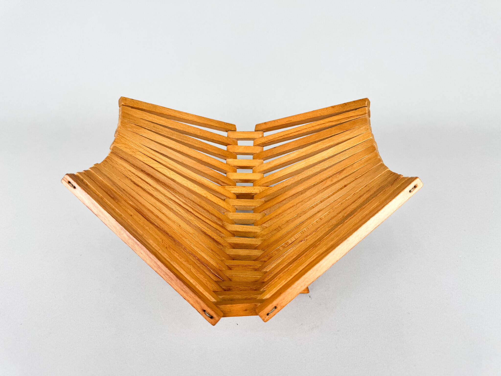 Mid Century Foldable Wooden Fruit Basket, Germany