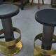 Set of 6 steel and brass stools, 1980s