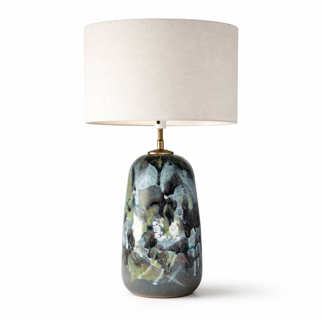 Sculptural lamp in glazed ceramic, Scandinavian style, 1970s.