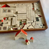 Antique  Hand Painted Wooden Block