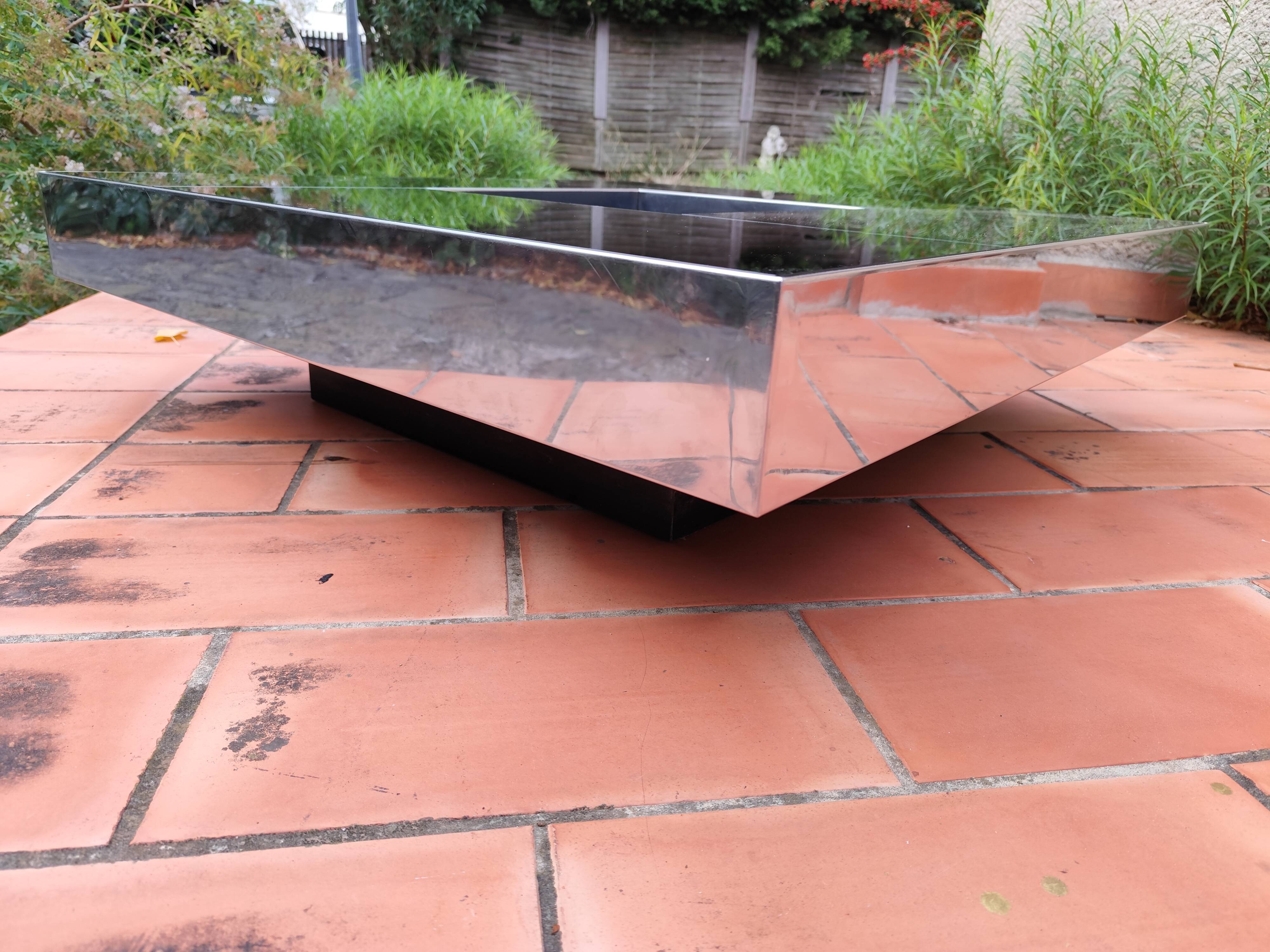 Shilling mirrored coffee table by Ausenda, Baldo Grossi & Gavioli