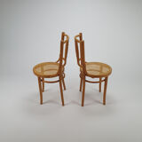 Set of 2 Romanian Cane and Birch Bentwood Chairs, 1960s