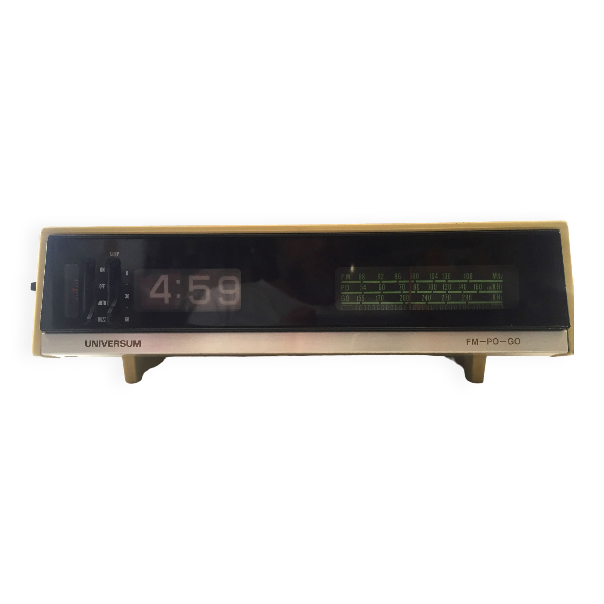 Old vintage electric alarm clock radio universum dcr-011 slat model
