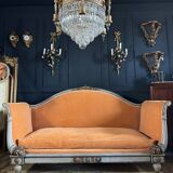 Napoleon iii period sofa in painted and gilded wood with cornucopia decor