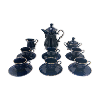 Coffee service, cobalt porcelite, Pruszków, 1960s