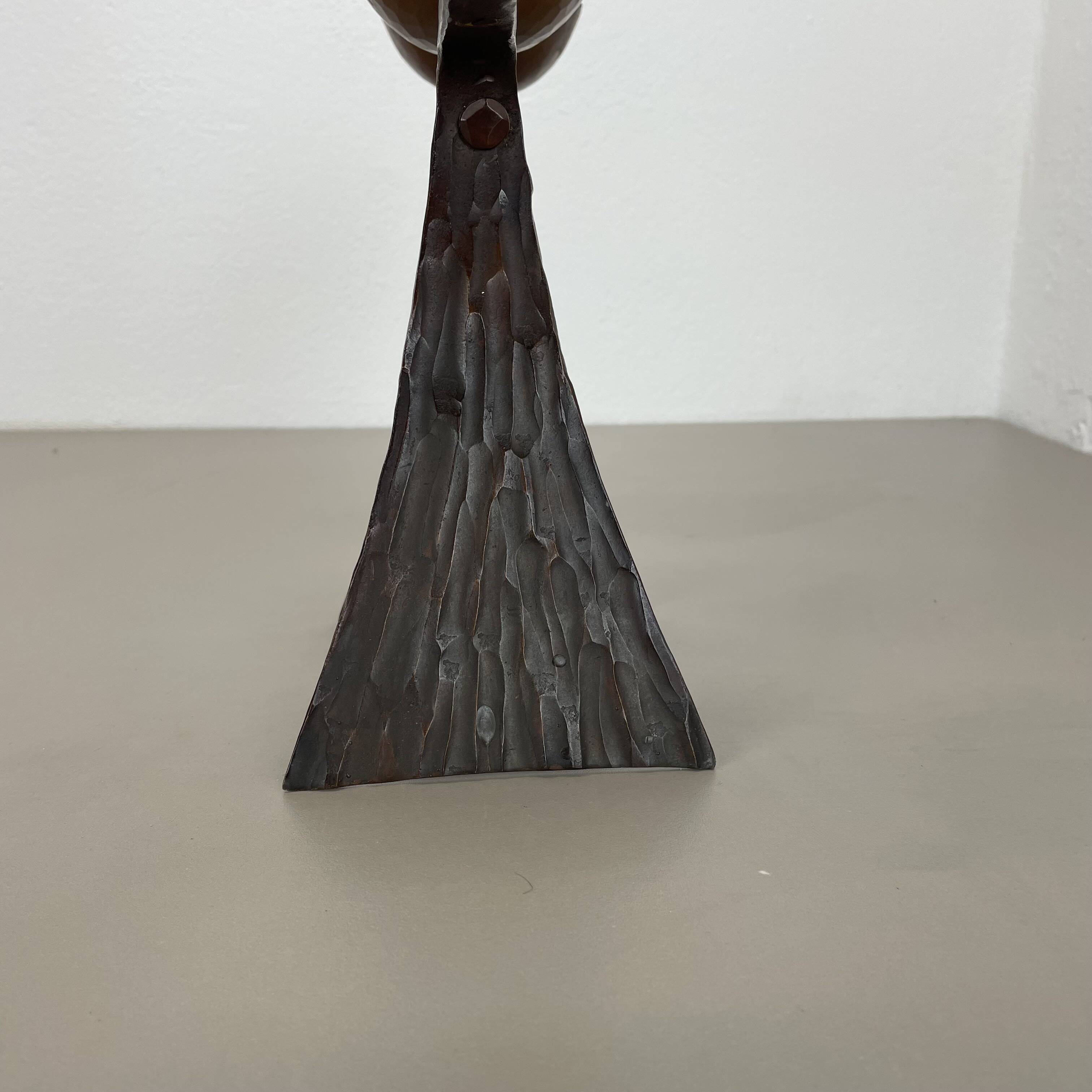 44cm Modernist Auböck Style Brutalist copper metal Candleholder, Austria 19