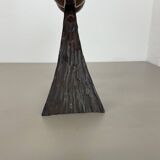 44cm Modernist Auböck Style Brutalist copper metal Candleholder, Austria 19