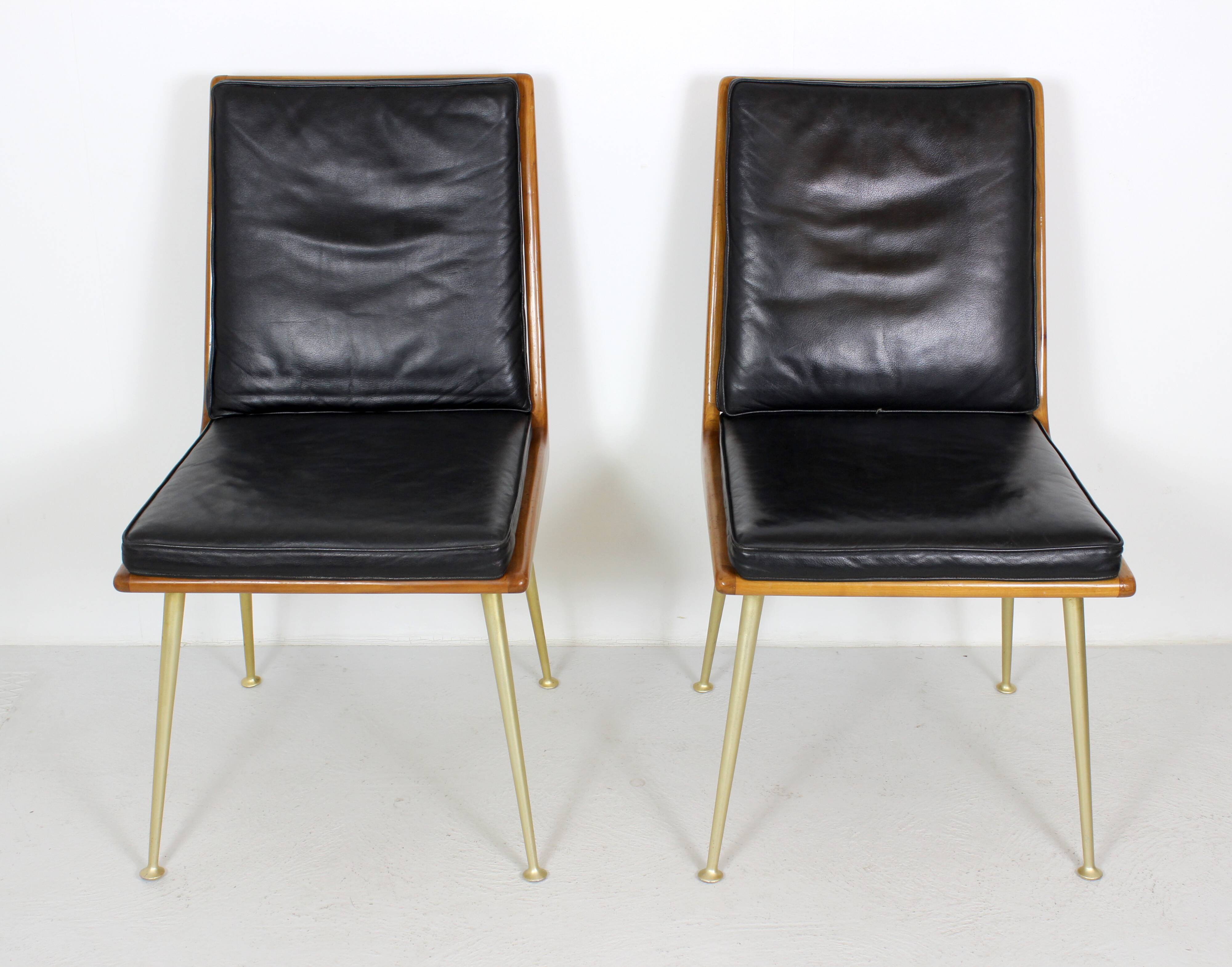 Pair of Boomerang Easy Chair by Hans Mitzlaff for Eugen Schmidt in Leather