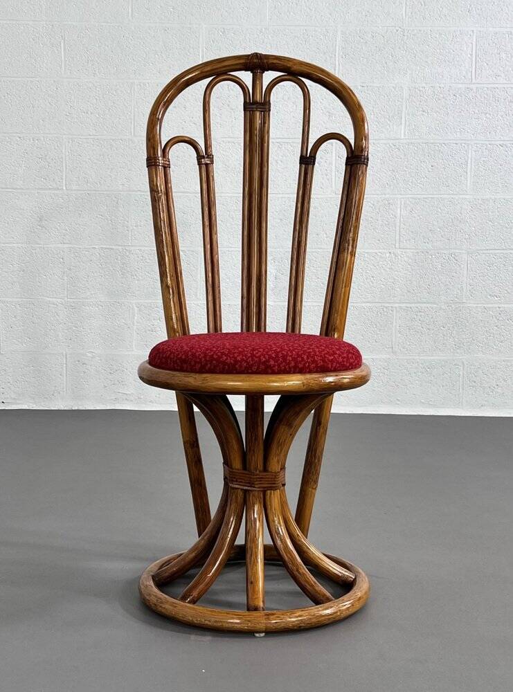 Rattan and fabric chairs, 60s-70s, set of 4