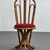Rattan and fabric chairs, 60s-70s, set of 4