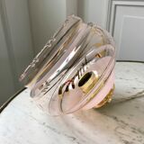 Pair of suspensions in pink glass and golden edging 50s-60s