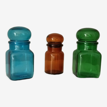 Set of 3 vintage jars 70s