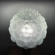 Grande lampe de table en bois avec verre dépoli
