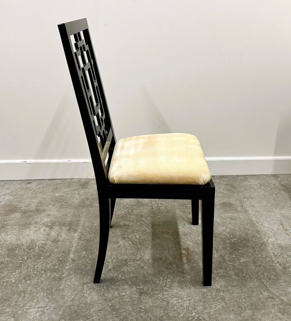 Ensemble de 8 chaises de salle à manger laquées noires Jean Claude Mahey pour Roche Bobois,