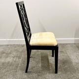 Set of 8 Jean Claude Mahey black lacquered dining chairs for Roche Bobois,