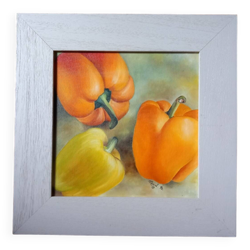 Tableau nature morte "poivrons"