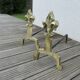Imposing old "fleur-de-lys" andirons in solid bronze, late 19th century