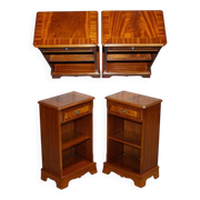 Vintage Georgian Style Walnut Bedside Tables, Set of 2
