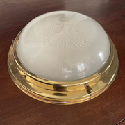Holophane Art Deco brass ceiling lamp, France 1930 vintage